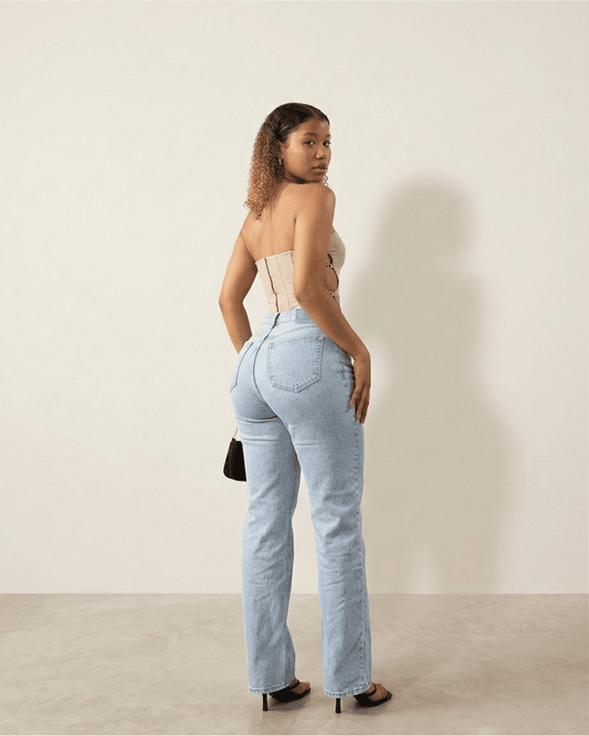 Wide Leg Splice Denim Pants - Hovaline