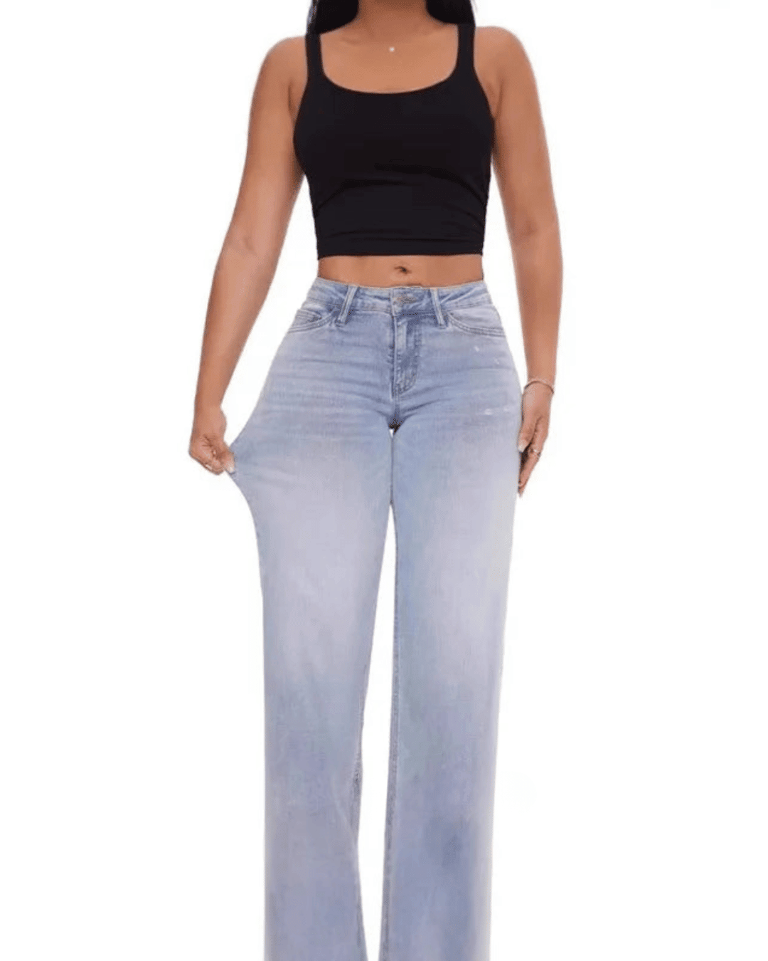 Wide Leg Splice Denim Pants - Hovaline