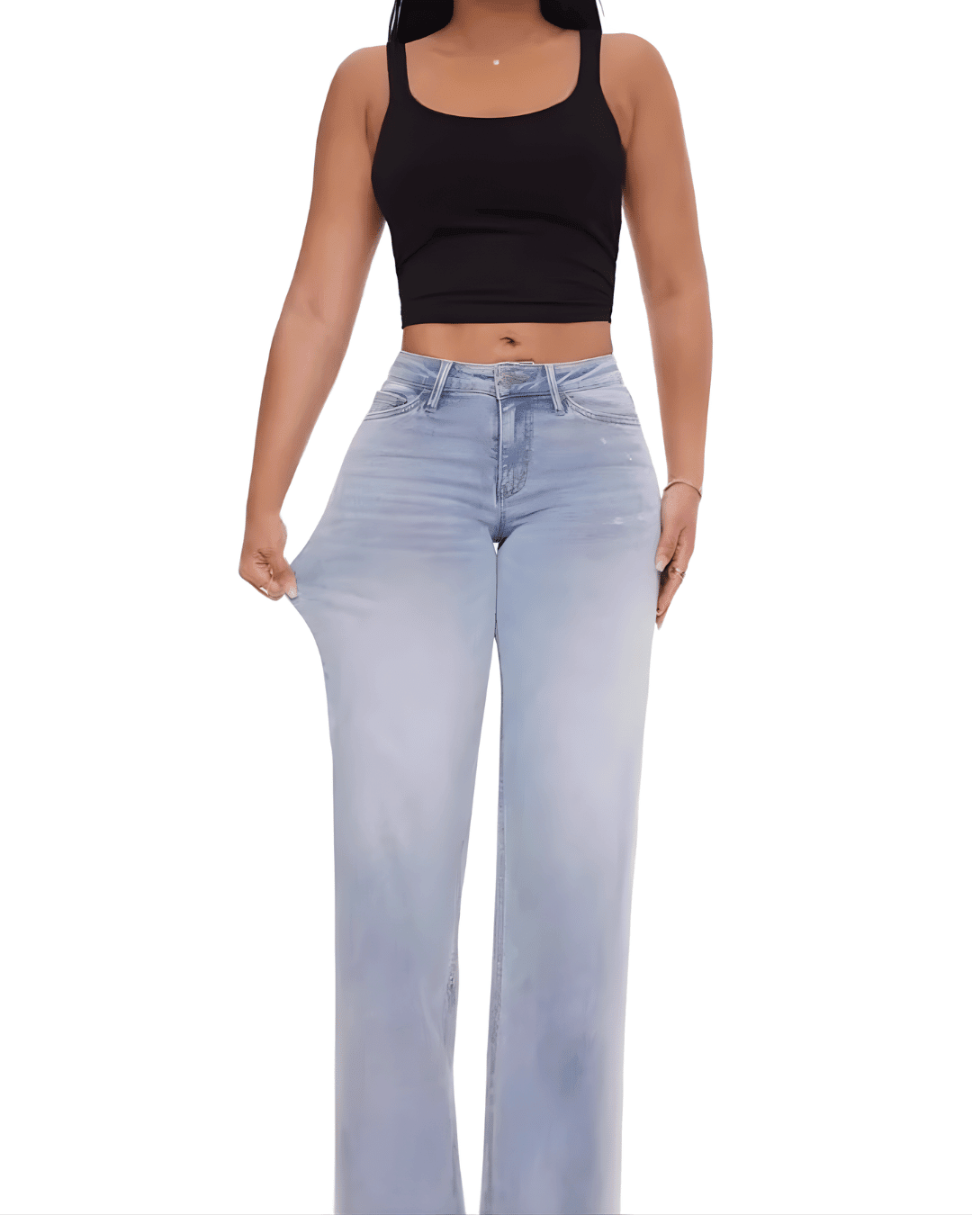 Wide Leg Splice Denim Pants - Hovaline