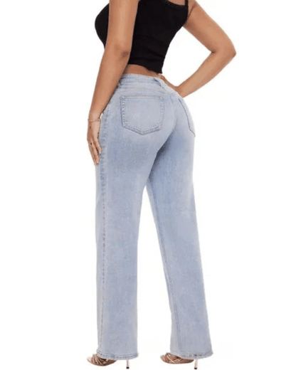 Wide Leg Splice Denim Pants - Hovaline